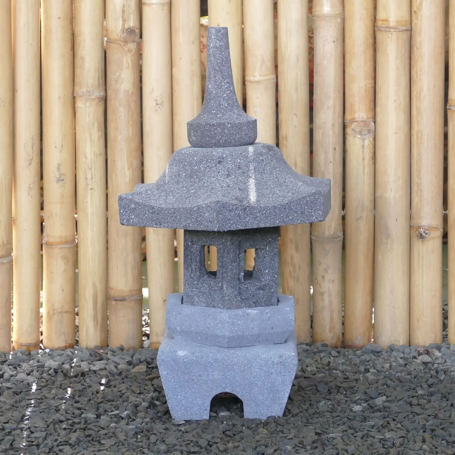  Product image 2 of the product “Japanese style Garden Lantern, made from Andesit Stone. Multipart. 50 cm Height, Roof is 30 cm width. ”
